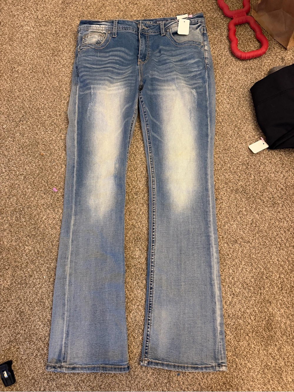 Grace Light Blue Flare Jeans with Faded Whiskering